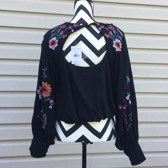 NWT Free People Black Lita Open Front and Back Top - Picture 8 of 8
